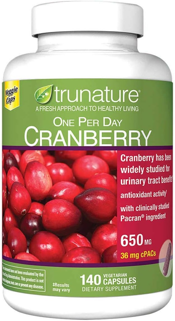 trunatureクランベリー 650 mg, 140 ベジタリアン カプセル (2 パック)