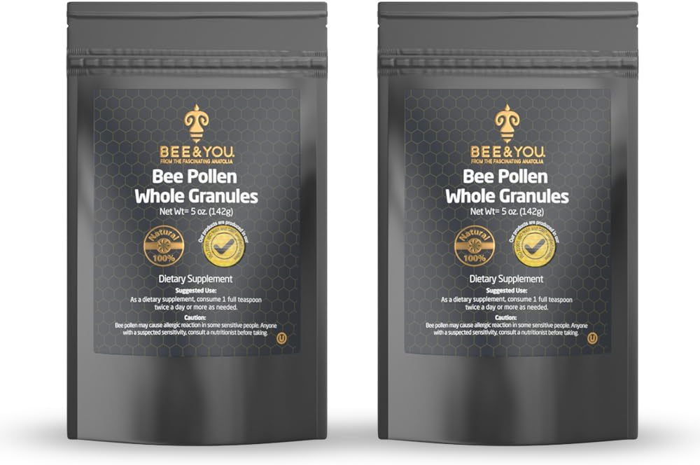 Bee and You - 100% Natural & Raw Bee Pollen Granules, Bee Pollen Supplement, Natural Superfood, Amino Acids, Antioxidants, Enzymes, Vitamin B, Paleo, Keto, Gluten Free, Adults | 5 Oz Pack of 2