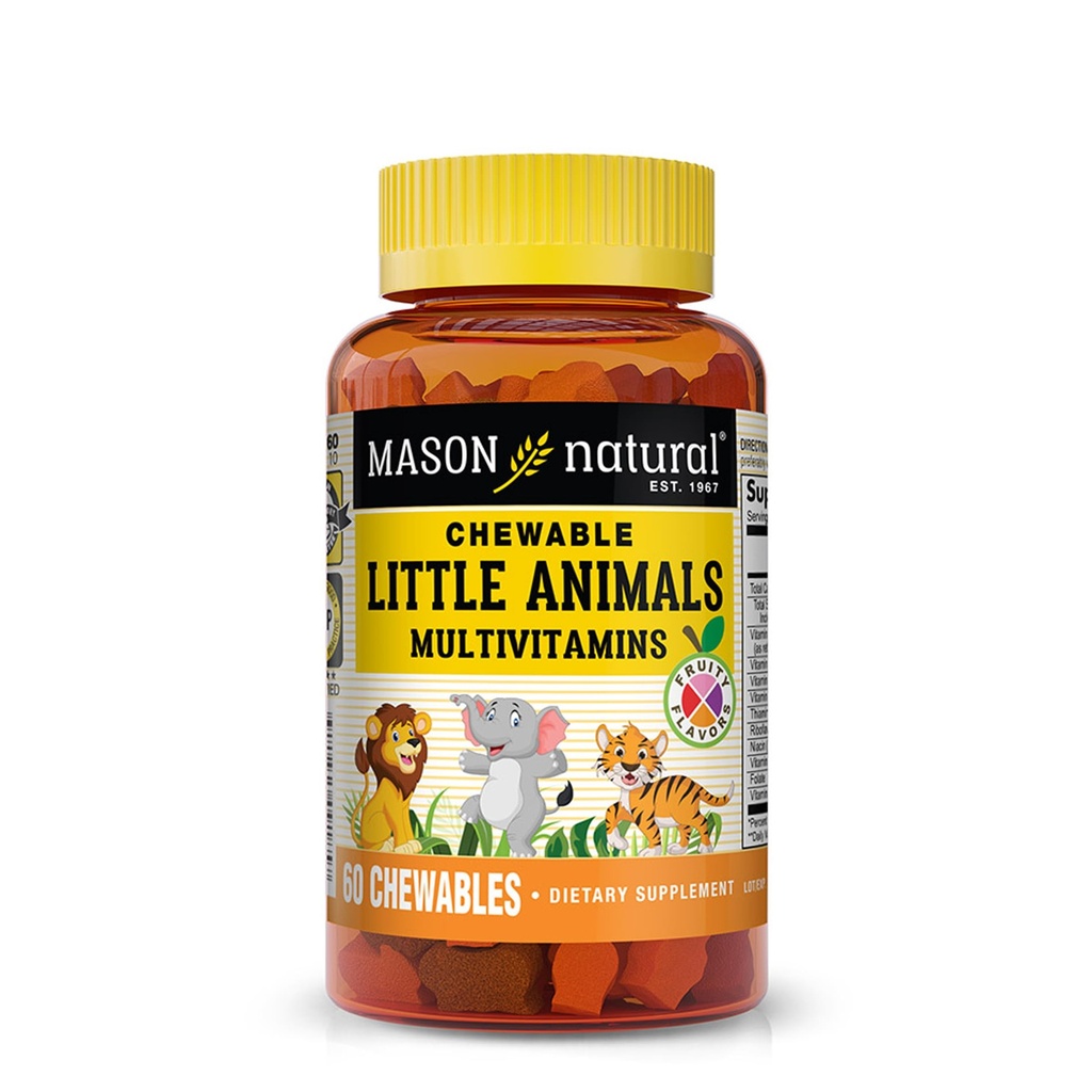 子供のためのMASON NATURALの咀嚼可能な小さな動物マルチビタミン - ビタミンA、C、D、B1、B2、B3、B6、B12、および葉 - 60動物の形状の咀嚼錠