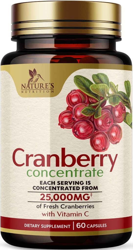 Cranberryの丸薬は25,000mg - ビタミンC及びE -尿路の健康サポート、砂糖の自由な方式、フルーツの粉のエキス-米国でびん詰めにされる非GMO - 60のカプセルと等価な新しいクランベリーを補います
