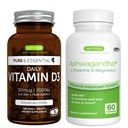 毎日のビタミンD3 + Ashwagandha + L-テアニン&マグネシウムベジタリアンバンドル、365 2000iuビタミンD3錠+ 600mg KSM-66アシュワガンダと亜鉛&ビタミンB、Igennus