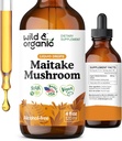 Wild & Organic Maitake Mushroom Tincture - Immune Support Supplement - Liquid Maitake Mushroom Extract - Vegan, Sugar & Alcohol-Free Drops - 4 fl oz