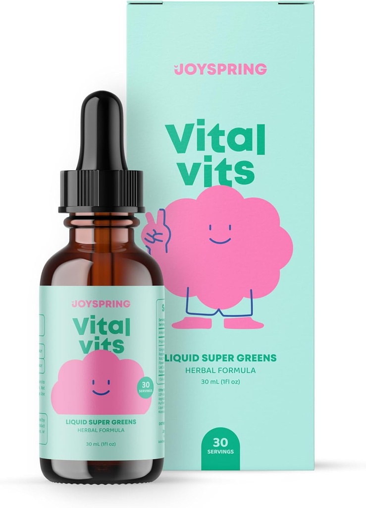 JoySpring Vital Vits - キッズ液マルチビタミン - 1 fl oz(30 サービング) | 子供のためのハーブ液ビタミン | 天然香料 | エルダーベリー、スピルリナとトドルマーマルチビタミン