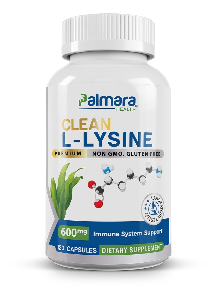 パルマラの健康クリーンL-リジン600mg、120カプセル  ビーガン、非GMO、グルテンフリー