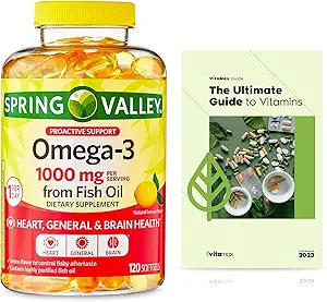 Spring Valley Omega-3 from Fish Oil 1000 mg, Maximum Care, 120 Count + Exclusive VitaMax Vitamin Guide (2 Items)