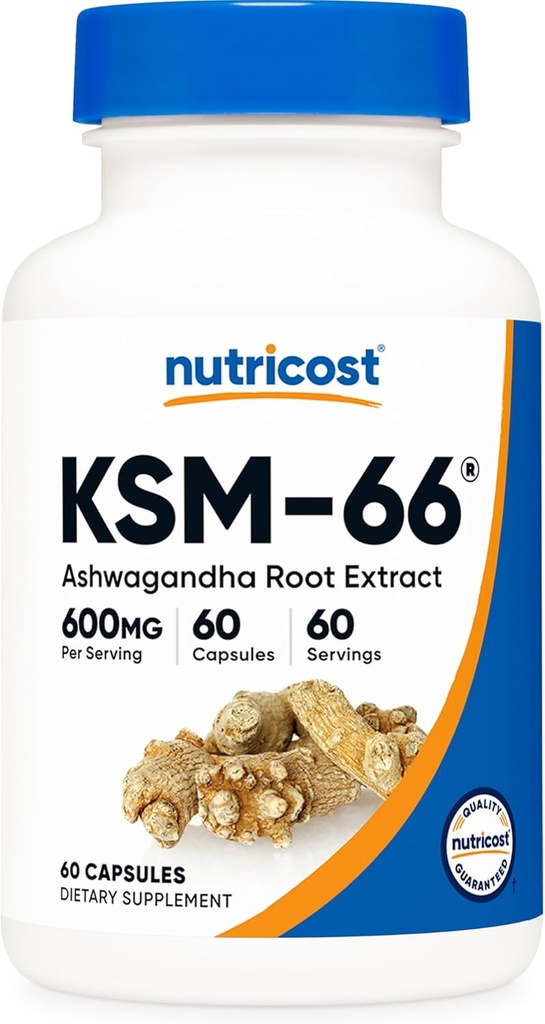 Nutricost KSM-66 Ashwagandhaの根のエキス600mg、60 Veggieの帽子-バイオパリンとの5%のwithanolides - フルスペクトルの根のエキス