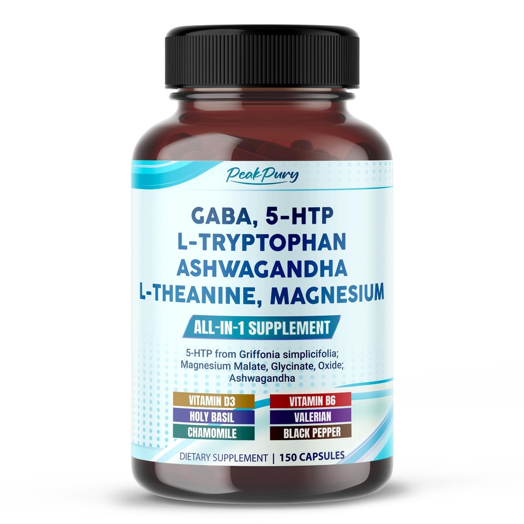 GABA、5-HTP L-Tryptophan Ashwagandha Chamomile L-テアニンマグネシウム - アメリカ製