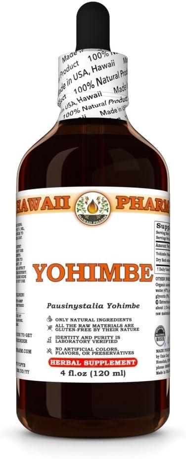 Yohimbe (Pausinystalia Yohimbe) ドライバークチンチャー, ハワイ製, すべてナチュラル, 完全菜食主義者の, 純粋な液体エキス - 4 fl.oz