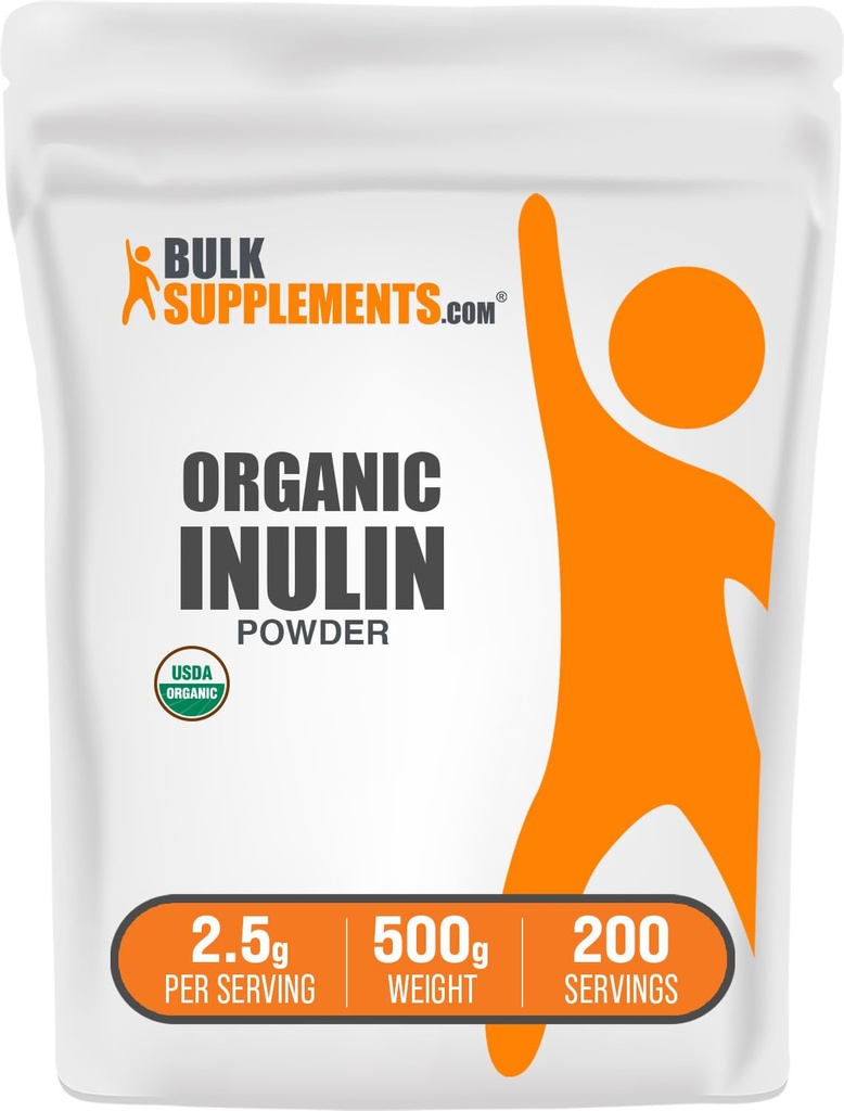 BulkSupplements.com 有機インリンパウダー - インリンサプリメント、溶性繊維パウダー - ビーガン&グルテンフリー - サービングあたり2.5g、500g(1.1ポンド)(パッケージ1)