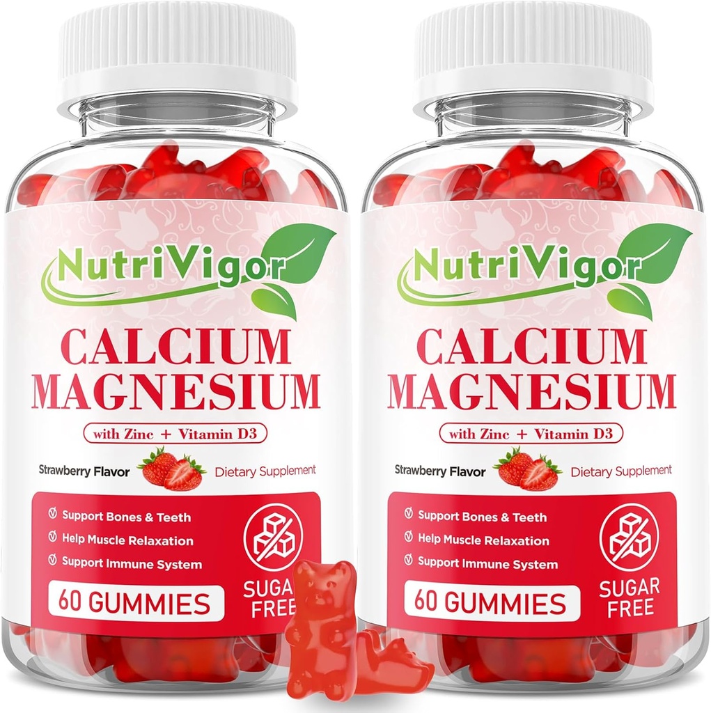 高吸収マグネシウム300mg、骨のためのD3、筋肉及び子供及び大人、いちごの味、120の計算のための免疫サポートが付いているカルシウム マグネシウムの亜鉛グミies