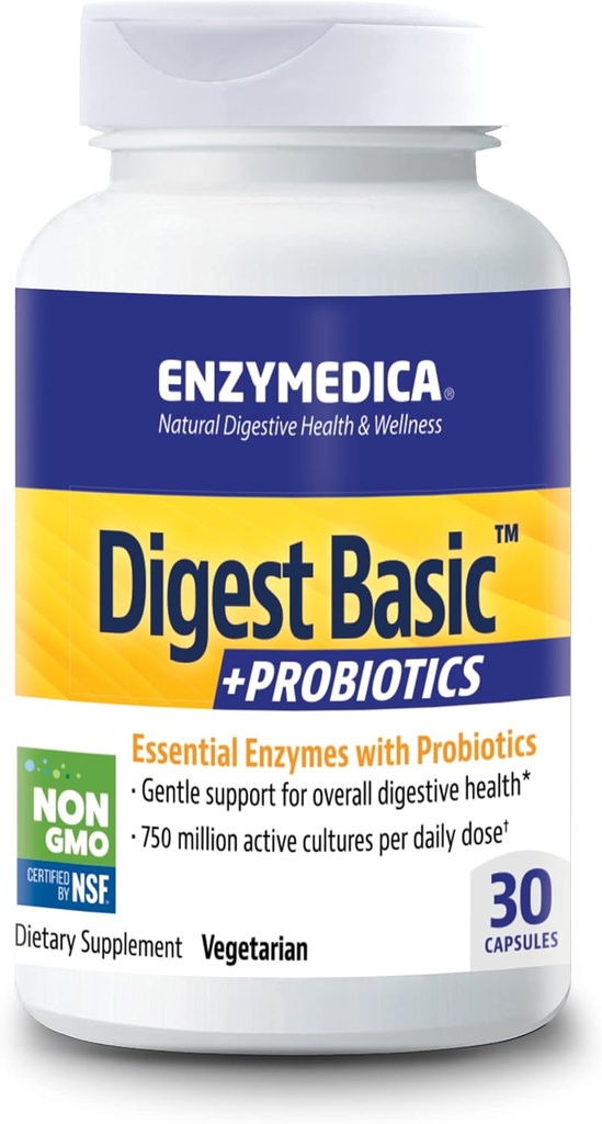 Enzymedica - 消化基本 + プロバイオティクス, プロバイオティクスとエッセンシャル消化酵素, 30カプセルFFP