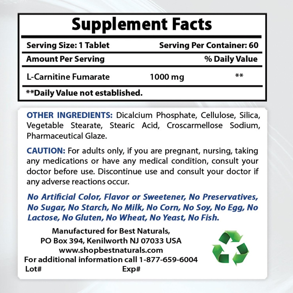 ベストナチュラルL-カルニチン1000mg&L-アルギニン1000mg