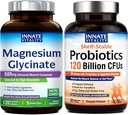 Innate Vitality Magnesium Glycinate & Probiotics 120 Billion Bundle, Non-GMO, No Gluten Dairy Soy & Vegan, Magnesium (120 Caps) & Probiotic (30 Caps)