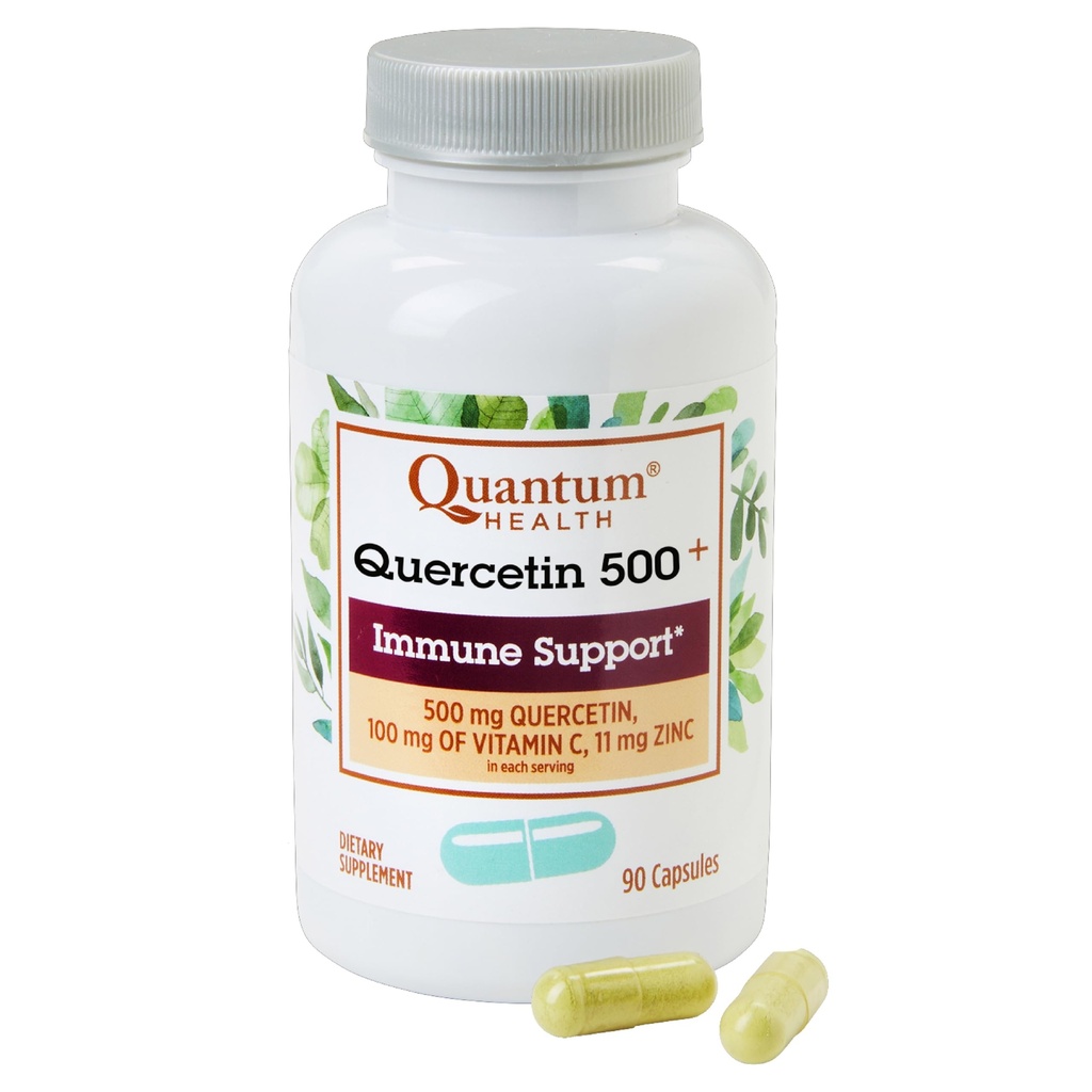 Quantum Health Quercetin + 500mg亜鉛11mgとビタミンC 100mgの強力な免疫サポートサプリメント - 季節的な免疫ブースト、女性と男性のための呼吸の健康とガットサポートコンプレックス - 90カプセル
