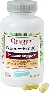 Quantum Health Quercetin + 500mg亜鉛11mgとビタミンC 100mgの強力な免疫サポートサプリメント - 季節的な免疫ブースト、女性と男性のための呼吸の健康とガットサポートコンプレックス - 90カプセル