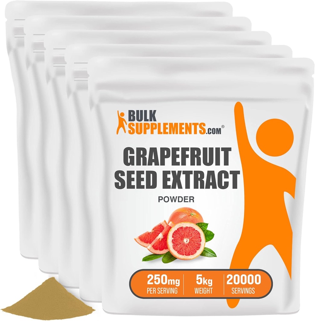 BulkSupplements.comグレープフルーツ種子エキスパウダー - グレープフルーツ種子サプリメント、抗酸化物質 - ハーブサプリメント、グルテンフリー、給餌あたり250mg、5kg(11ポンド)(5パック)