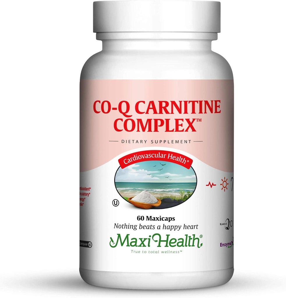Maxi Health Coq Carnitine Complex - Coenzyme Q10 & L-Carnitine - 心臓の健康 - 60カプセル - コザール (CAR)