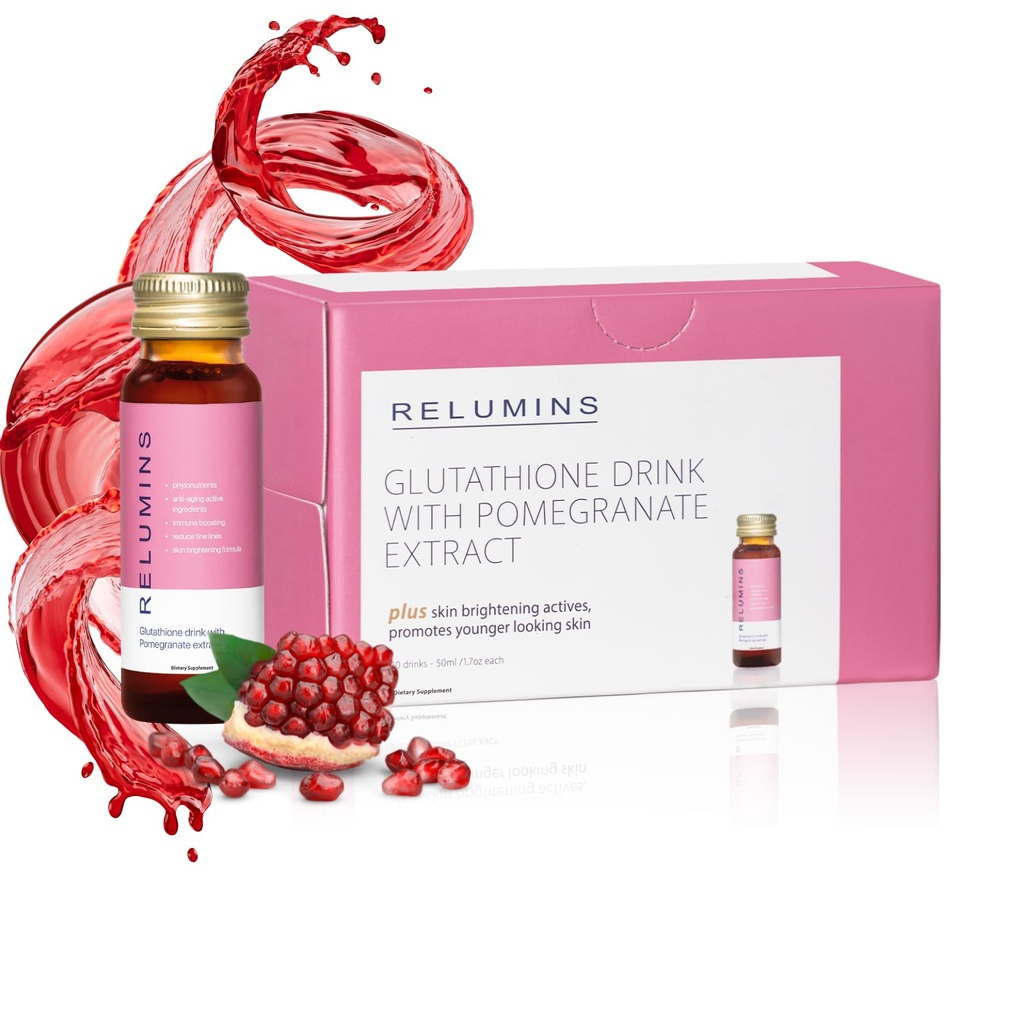 ReluminsのグルタチオンのHydrationの打撃-ポスト 夏の皮の回復及び冷たい天候のHydration - コラーゲン ブースト及び米国で作られる- Pomegranateの味– 10のびんx 50のml