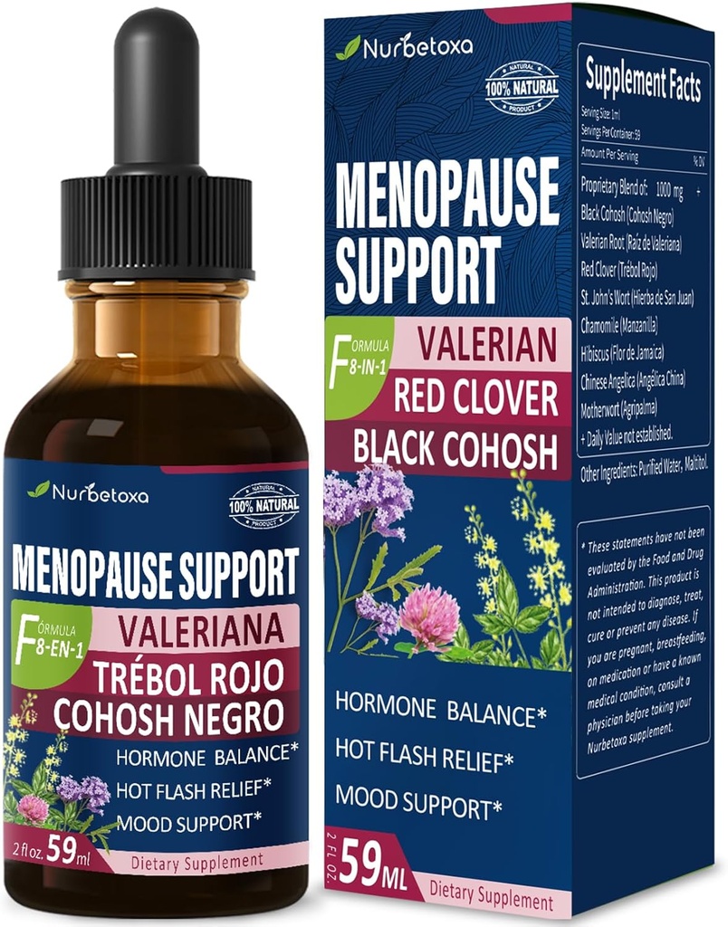 黒いコホッシュMenopauseサポート低下、PhytoestrogenはW/Red Clover、Motherwort及びSt. John's Wortのエキスを熱いフラッシュ、夜汗及び慰め補います。 シミフィガパラメノポジア 2oz