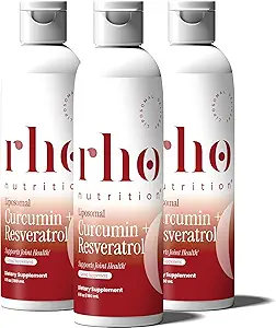 Rho Nutrition Liposomal Curcumin + Resveratrol (3 Pack) – Ultra High Absorption Liquid Curcumin Supplement – Promotes Joint Comfort, Mobility, Cellular Health and Overall Well-Being
