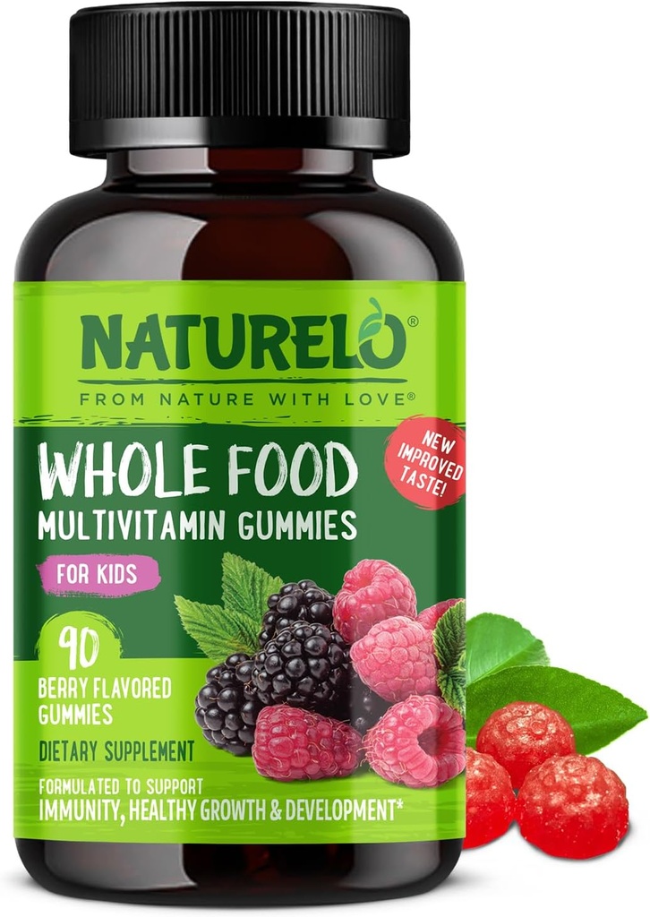 子供のためのNATURELO全フードビタミングミ - 子供のためのChewable Gummy Multivitamin - ビタミン&ミネラル - 90ビーガングミ