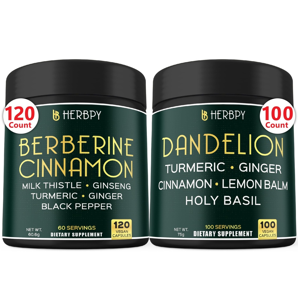 バンドル7in1 Berberine HCl及び6in1 Dandelionの補足-サポート免疫、消化および中心の健康