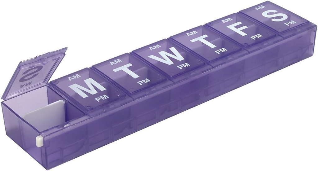 EZY DOSE週刊(7日)AM/PM Pill Planner、薬の箱、ビタミンのオルガナイザー箱、安全な処方薬への3X大錠コンパートメント、事故のこぼれを防ぐ、色5月Vary、BPA無料