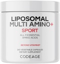 Codeage の多 Amino+ BCAA 及び EAA の補足、すべての 9 のエッセンシャル アミノ酸、Free-Form の分岐Chain のアミノ酸の丸薬、スポーツの補足、前及びポストのワークアウト、Liposomal 配達、ビーガン、240 カプセル