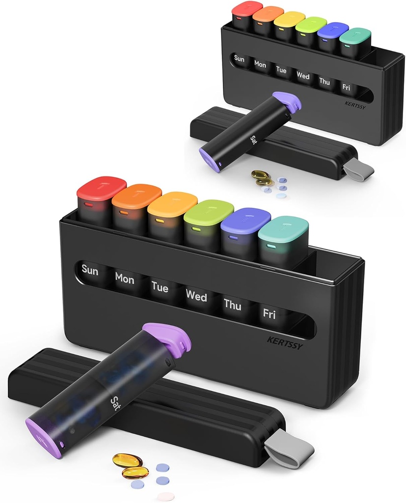 週刊ピルオーガナイザー2日 - アムPmピイルボックス7日、毎日の薬、ビタミン、魚油、ポータブル週の丸薬ホルダー容器のための大型Twice薬ピルケース。