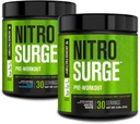 Jacked Factory NITROSURGE Pre Workout Supplement for Energy, Instant Strength Gains, Clear Focus, & Intense Pumps (Blue Raspberry, 30 Servings & Arctic White, 30 Servings)