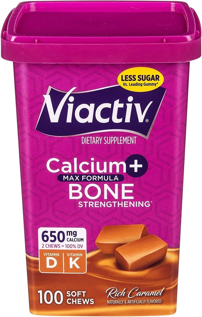 骨の健康、豊富なキャラメル、100 の柔らかい咀嚼のための Viactiv の最高の方式のカルシウム +Vitamin D3 の補足 - 6 のパック