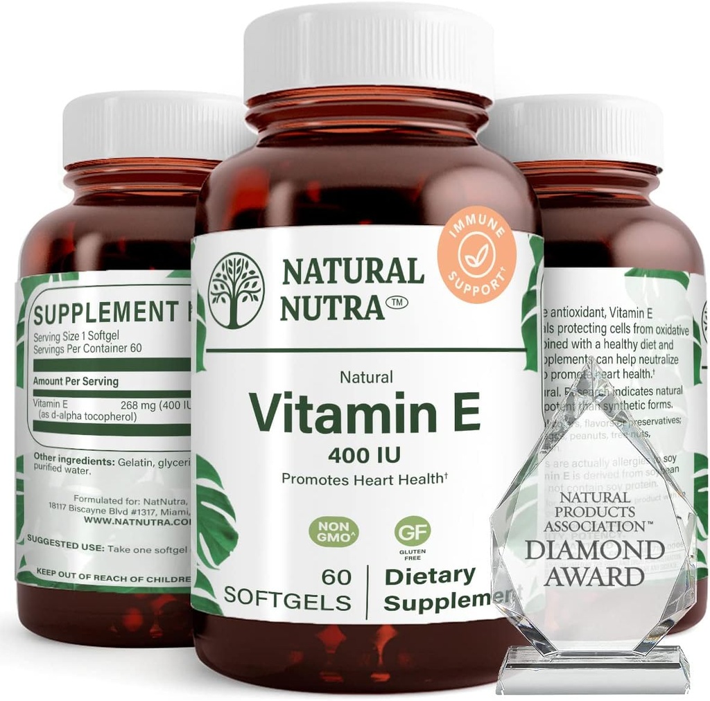 自然なNutraのビタミンE 400 IUの補足、Enrichの健康栄養素は、皮の健康を促進し、毛及び釘の成長を高めます、ボディ脂肪レベルを支えます、中心の健康を助けて下さい及び皮の質、60の柔らかいゲルを保護します