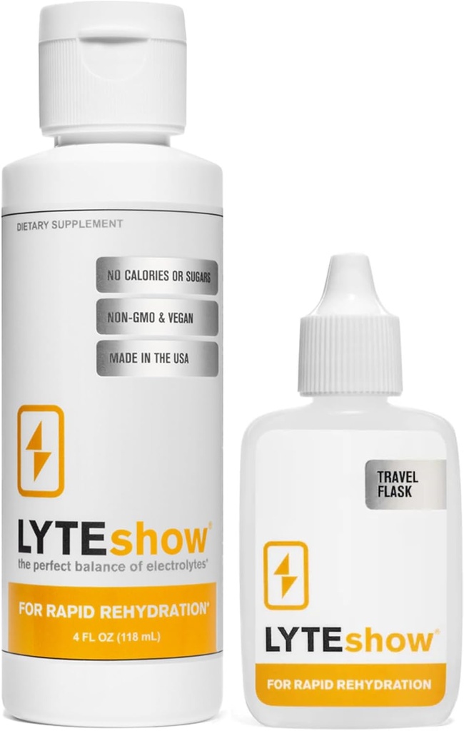 LyteShow - Electrolyte Drops for Rapid Rehydration + Digestion + Brain + Energy + Immunity | No Sugar | Trace Minerals | Unflavored, Subtle Mineral Taste - 40 Servings (Magnesium, Potassium, Zinc)