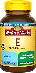 Nature Made Vitamin E 1000 IU (dl-Alpha) Softgels 60 Ct
