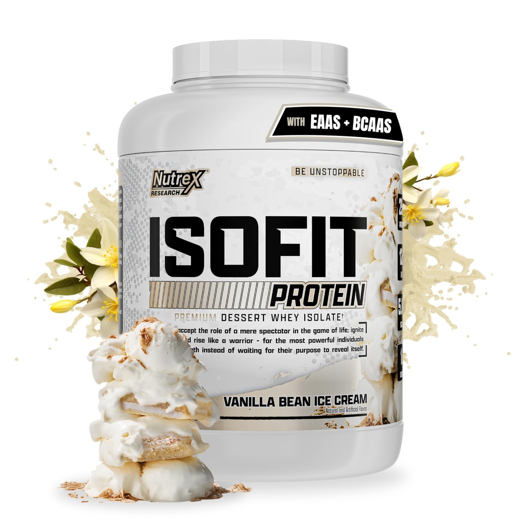Nutrexの研究のIsoFitの乳蛋白質の粉のインスタント化された100%の乳蛋白質の隔離剤(70のサービング、バニラ豆のアイス クリーム)