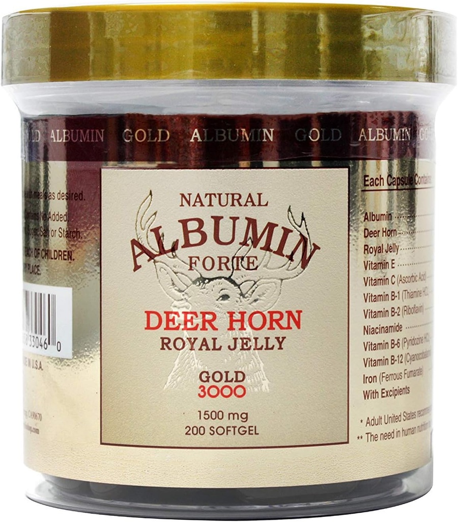 Natural Albumin Forte Deer Horn Royal Jelly - 1500mg/200 Softgel