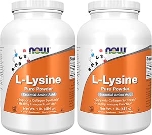 NOWの補足、L-Lysine (L-Lysineの塩酸塩)の粉、サポート コラーゲンの統合*、アミノ酸、1ポンド(2のパック)