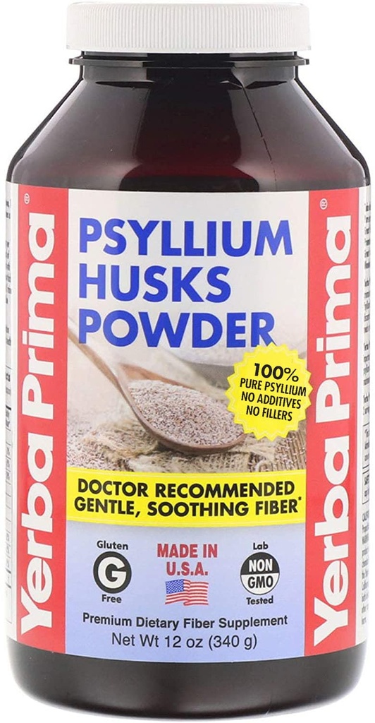 Yerba Primaのピシリウムの殻繊維の粉、12のOunce - 自然な繊維の補足 - コロンのクレンジング - ビーガン、非GMO、グルテンフリー