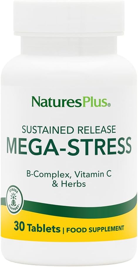 Natures Plus Mega Complex, Sustained Release - 30 ベジタリアンタブレット - B Complex, ビタミンCサプリメント, カモミール&ハーブ - グルテンフリー - 30 サービング
