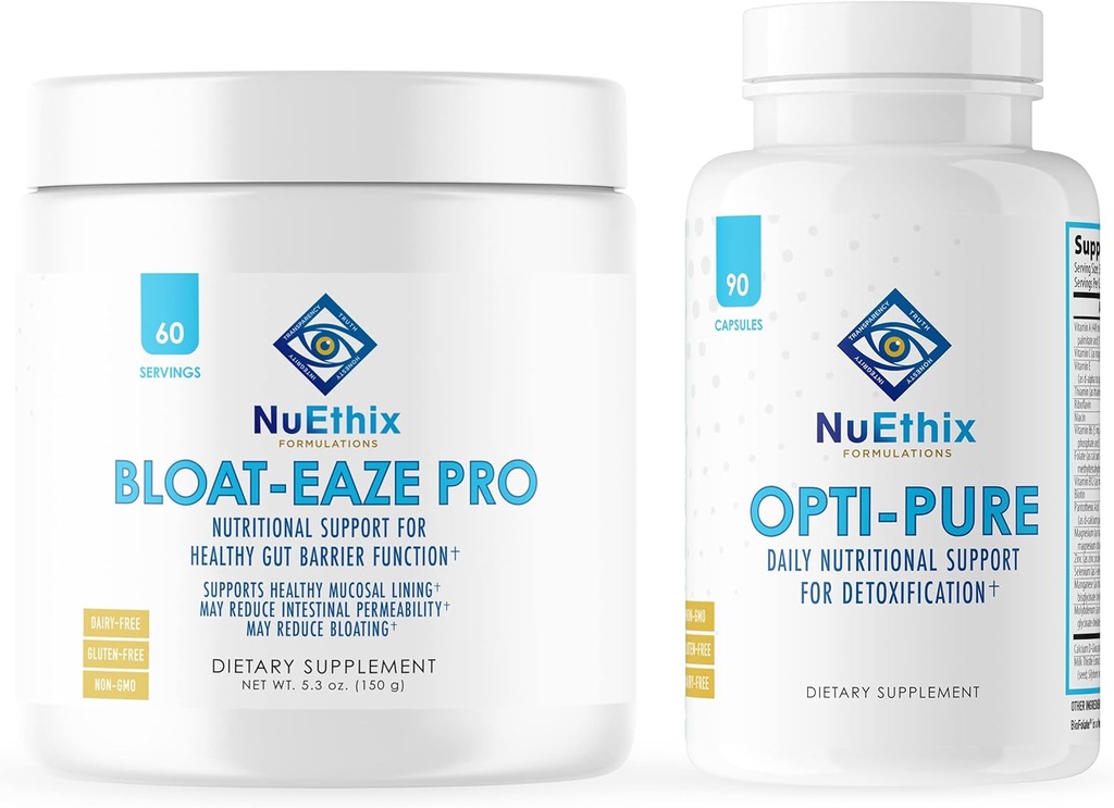 NuEthix 処方 解毒と Gut サポート サプリメント バンドル の Opti-Pure, 30 サービング と Bloat-Eaze, 60 サービング