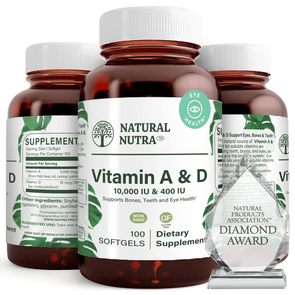 自然なNutraのビタミンAおよびDは、骨の健康を支え、目の健康を高めます、強い歯を促進しま、Codの肝油、サポート全体的な健康、10000IU/400IU、100のSoftgelsから源づく活力を改善します
