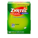 Zyrtec 24時間のアレルギーの救助のタブレット、個人的に10のmg CetirizineのHClの10のmg Cetirizineの屋内および屋外のアレルギーの薬を、Antihistamineのタブレット、パックごとの1錠、50のctの分配のパック包みます