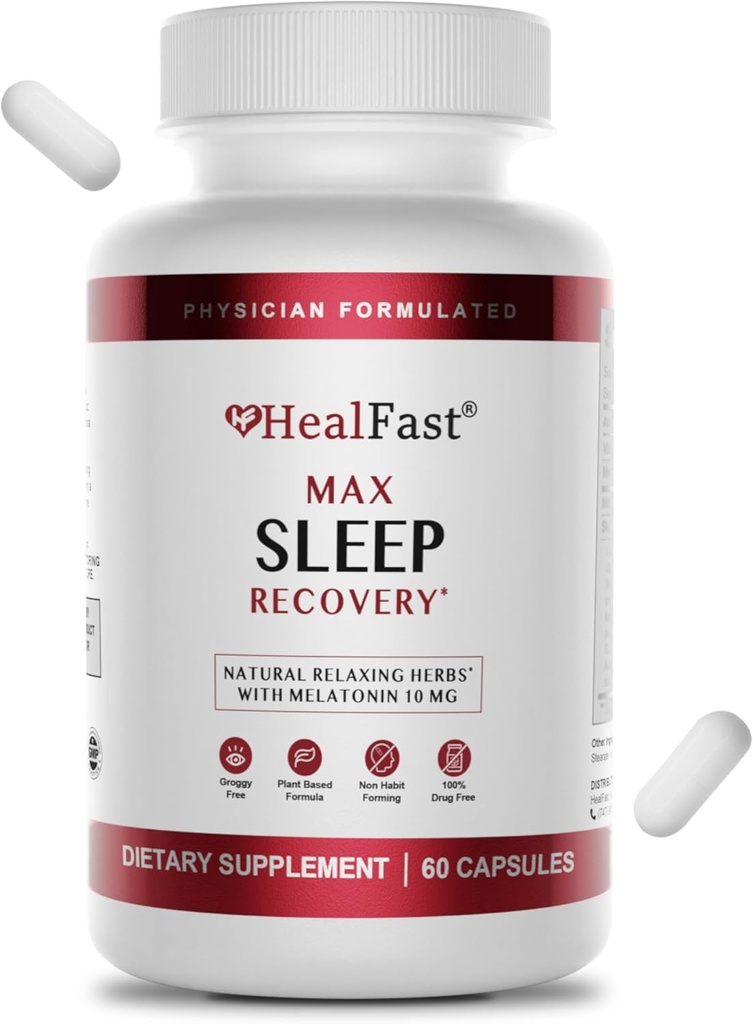 HealFast の生理師は余分強さの Melatonin 10mg の最高の睡眠の援助を公式にしました - 速い分解-大人のための自然な睡眠の援助- Melatonin の丸薬-ハーブ、アミノ酸および Melatonin - 60 Ct