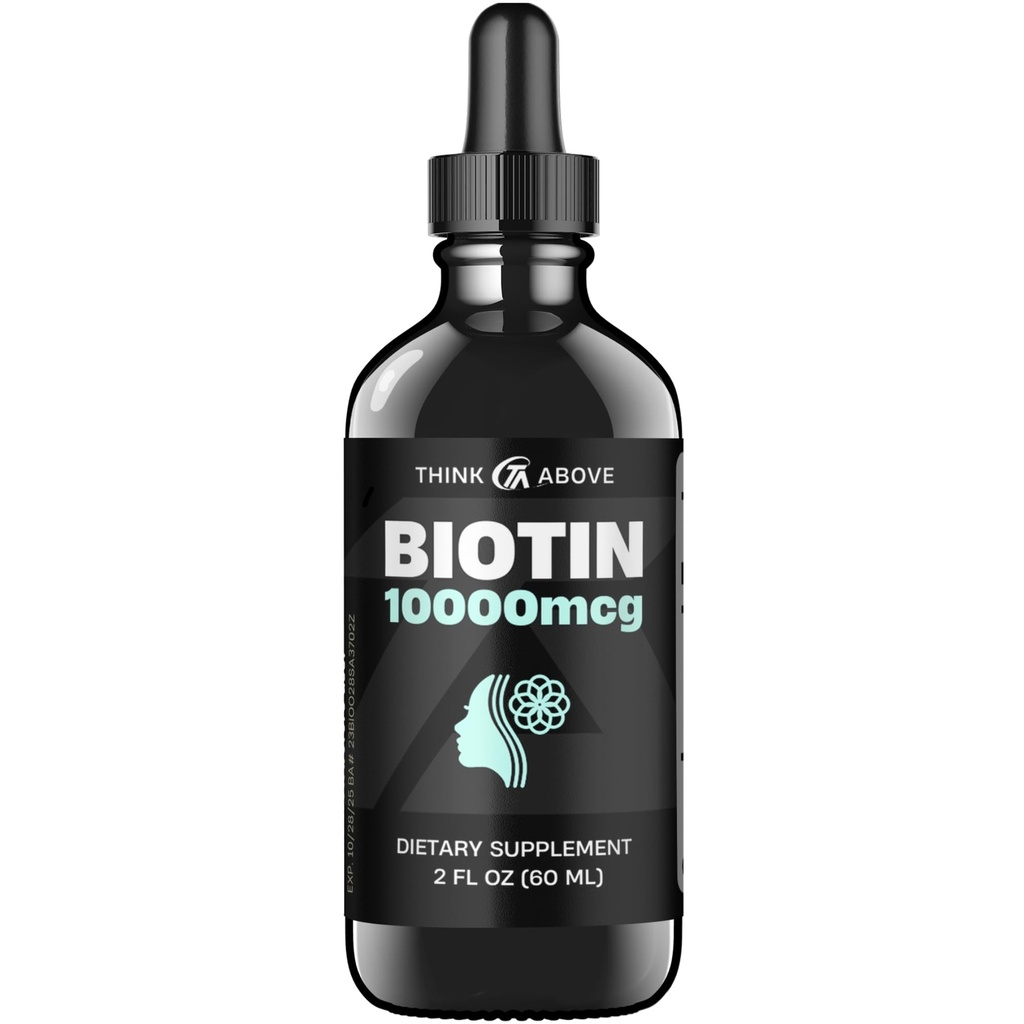 ビタミンCの液体ビオチン10,000 mcg - 高効力の毛、皮膚及び釘サポート - 速い吸収のビオチンの低下– 60日の供給– 2 oz