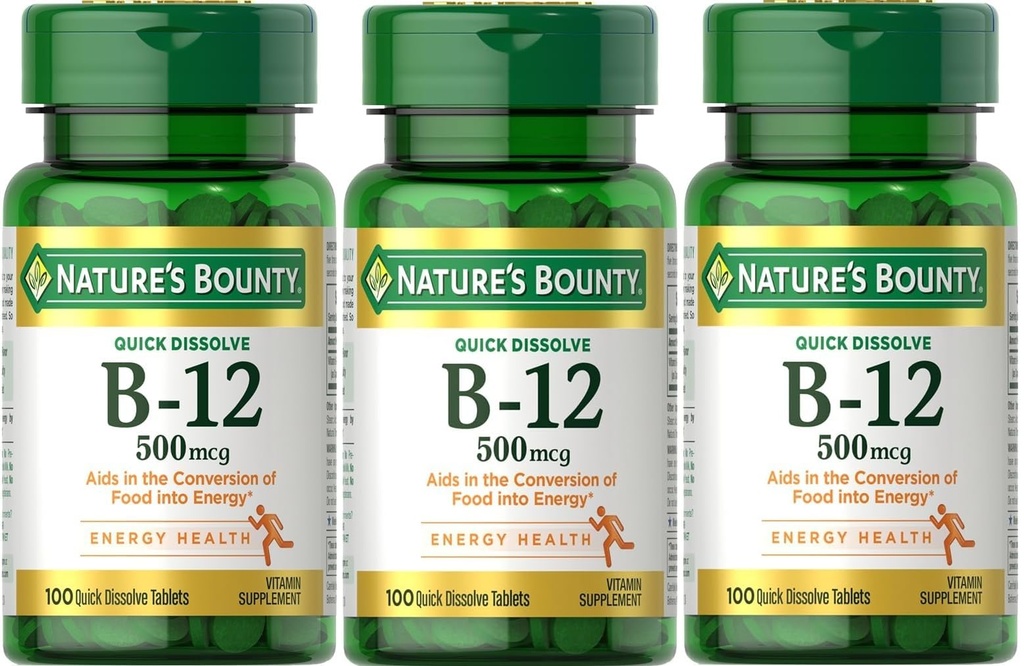 Nature's Bounty B-12の速い分解は500のMcg、300のタブレット(3 x 100の計算のびん)を錠剤にします