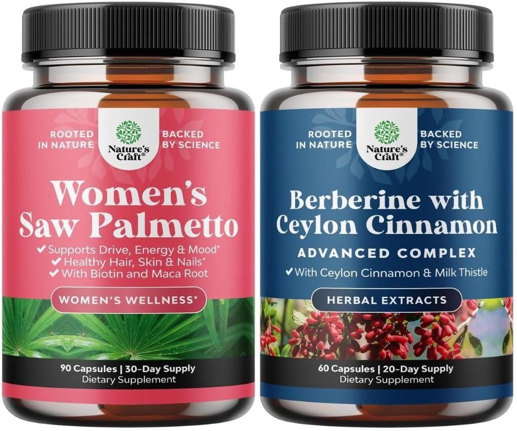 余分強さの束は女性のためのPalmettoをおよびバランスをとるBerberine Plus 1200mgの複合体-脱毛のためのDHTのブロッカーの厚化の毛のビタミン-Ceylonのシナモンのカプセルが付いている酸化防止Berberine見ました