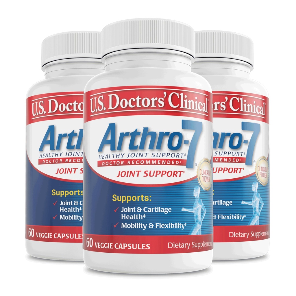 U.S. Doctors' Clinical Arthro-7 - 臨床的に実証済みの共同サポートコンプレックス(Turmeric、Collaagen、Bromelain for Flexibility、Mobility、および強力な軟骨 - 180カプセル(3ボトル) - 45 / 90日の供給