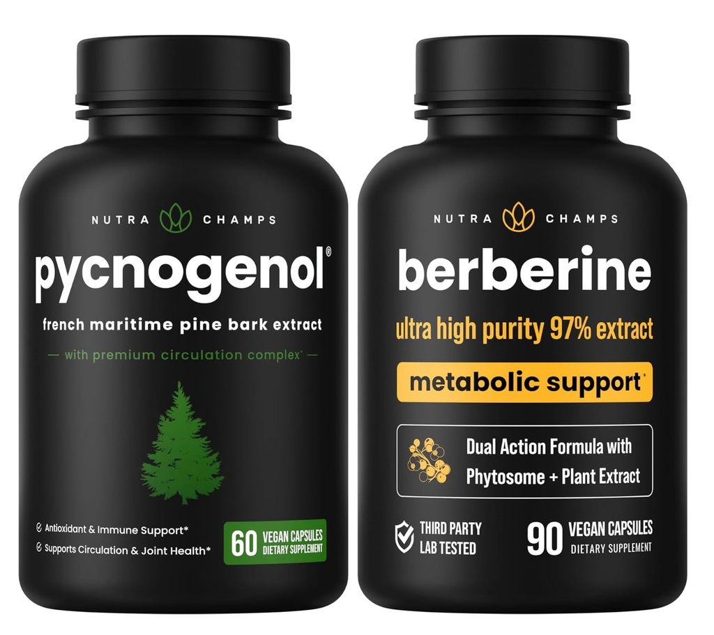 NutraChamps完全な循環及びメタボリックブースト:Pycnogenol & Berberine Duo