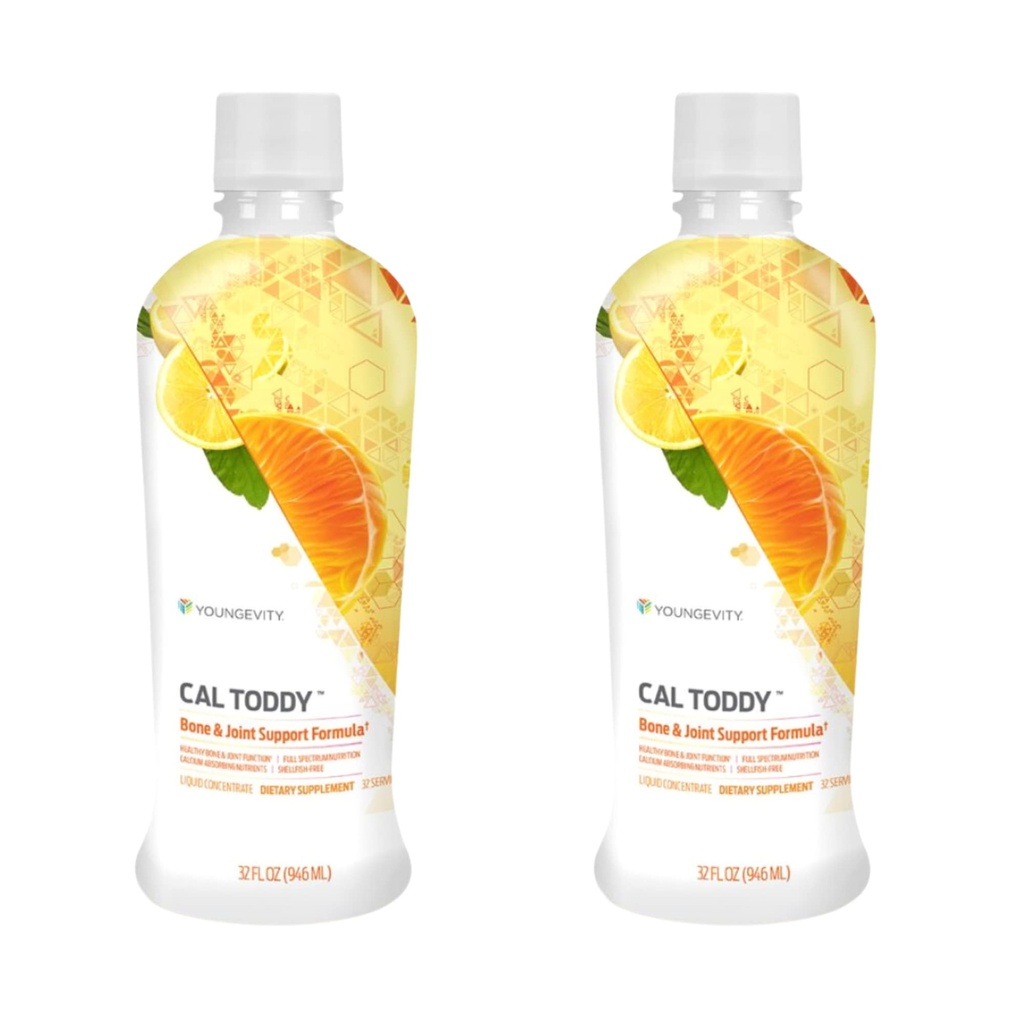 Youngevity CAL Toddy - Calcium (Citrate、Phosphate) マグネシウム 1,200mg/600mg - ビタミンD-3、亜鉛、銅、カリウム、ほう素、70 + Traceミネラルコファクタ - 骨の健康をサポート - 32 Fl Oz(パッケージ2)