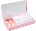 PORT X POLISH Designer Weekly Pill Box Organizer(AM/PM 2X Daily、Blush Pink) | コンパクトでスタイリッシュな7日間ビタミンサプリメントケース | かわいいポータブルミニ旅行薬キャリア | BPAフリーピルボックスキャディー